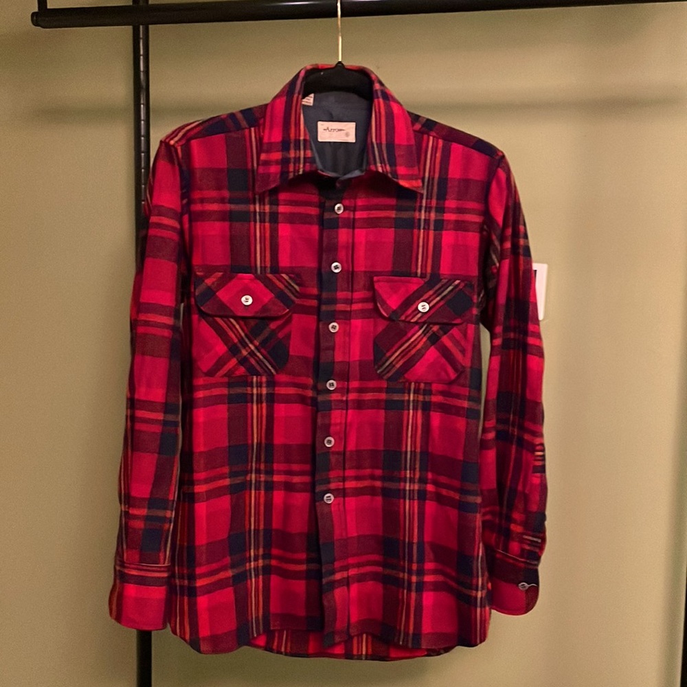Vintage Arrow red wool plaid flannel mens small